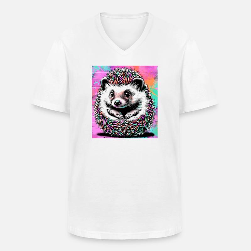 Igel - Männer-T-Shirt mit V-Ausschnitt - Weiß