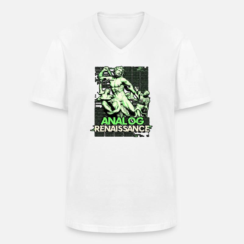 Analog Renaissance - Männer-T-Shirt mit V-Ausschnitt - Weiß