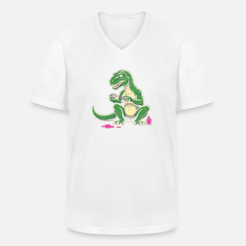Dino Nagellack Chaos - Männer-T-Shirt mit V-Ausschnitt - Weiß