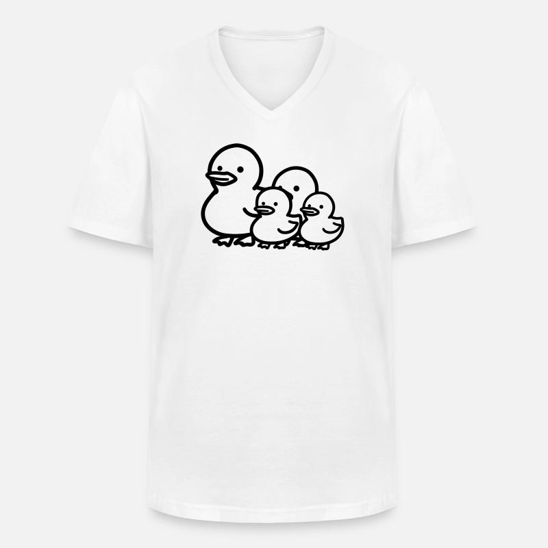 Entenfamilie - Männer-T-Shirt mit V-Ausschnitt - Weiß
