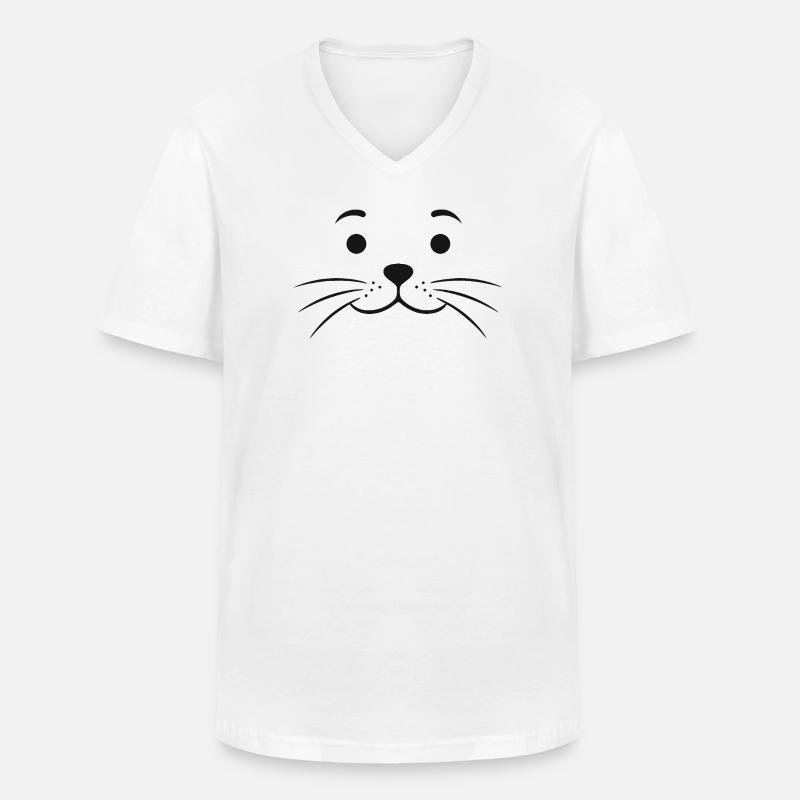 Robbengesicht Robbe Seehund Seehundgesicht - Männer-T-Shirt mit V-Ausschnitt - Weiß