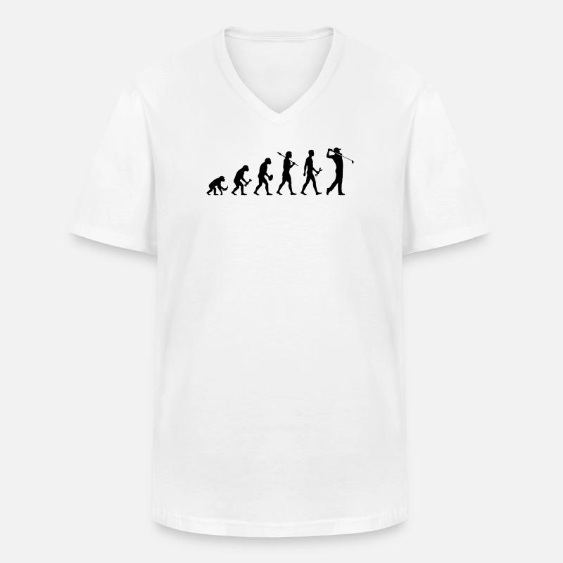 Evolution Golfspieler Golf - Männer-T-Shirt mit V-Ausschnitt - Weiß