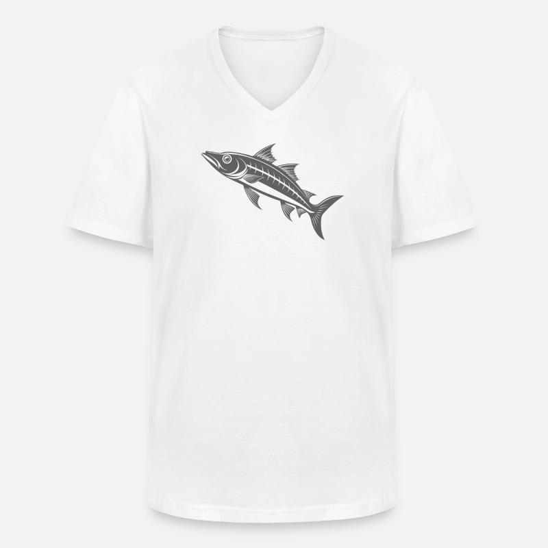 Barracuda - Männer-T-Shirt mit V-Ausschnitt - Weiß