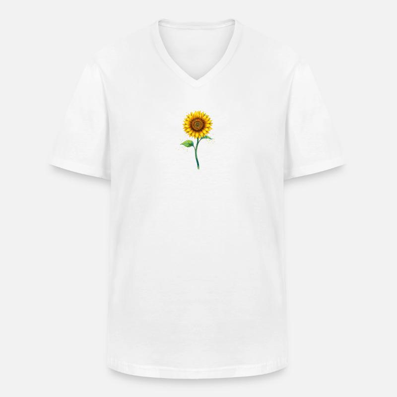 Sonnenblume - Männer-T-Shirt mit V-Ausschnitt - Weiß