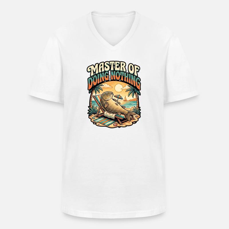 Karpfen Angler - Männer-T-Shirt mit V-Ausschnitt - Weiß