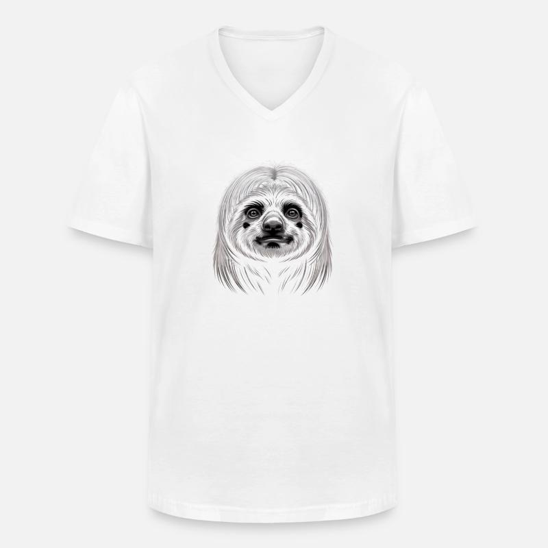 Faultier - Männer-T-Shirt mit V-Ausschnitt - Weiß