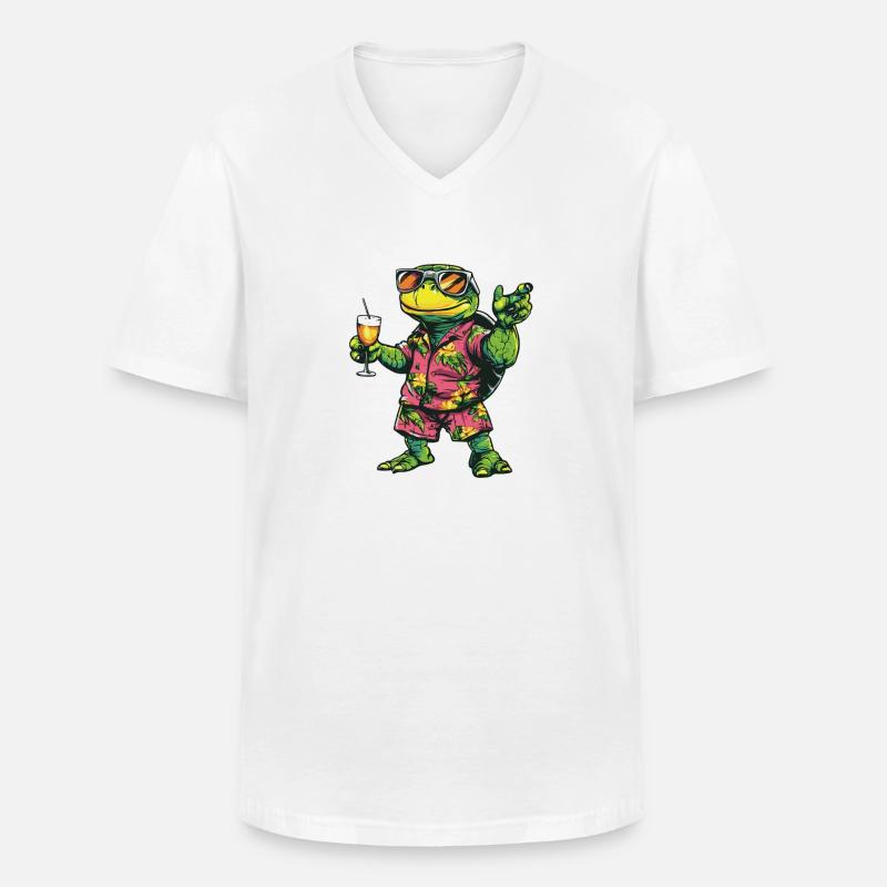 Turtle Comic Summer - Men's V-Neck T-Shirt - white