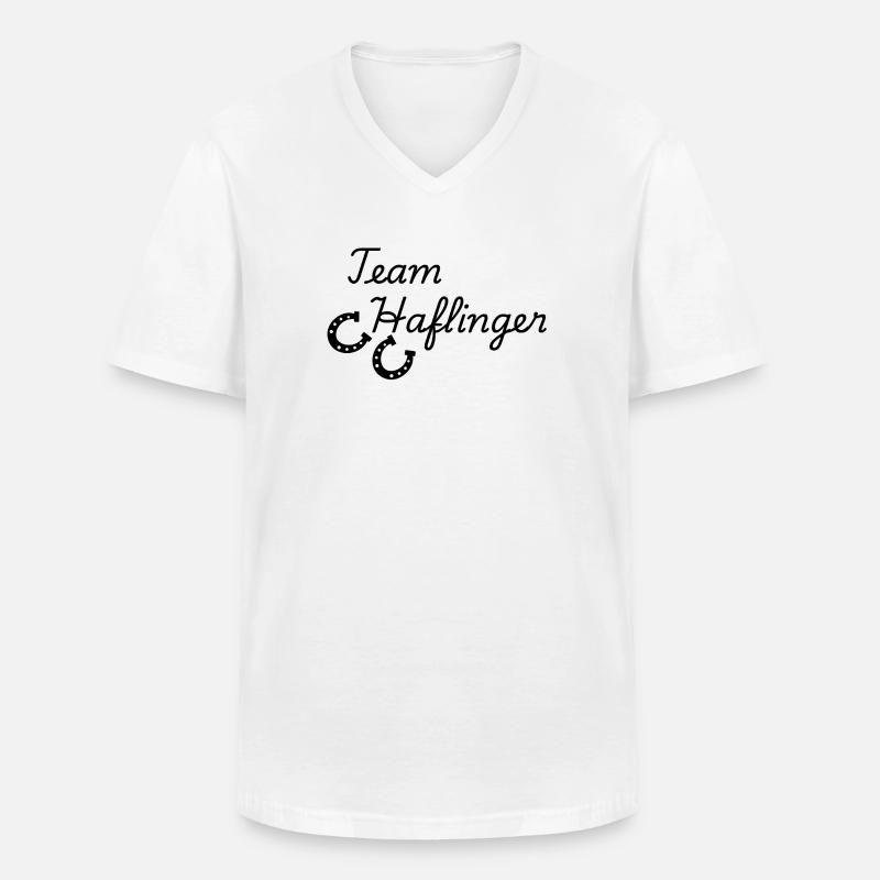 Team Haflinger - Männer-T-Shirt mit V-Ausschnitt - Weiß