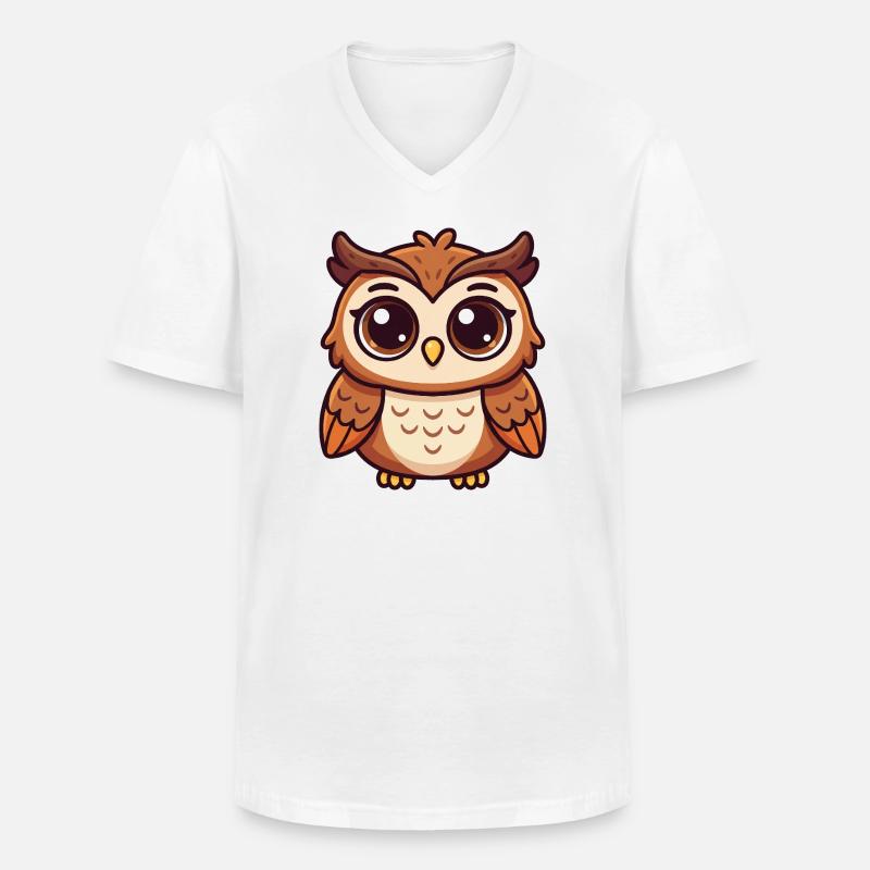 Verspielte Eule - Männer-T-Shirt mit V-Ausschnitt - Weiß