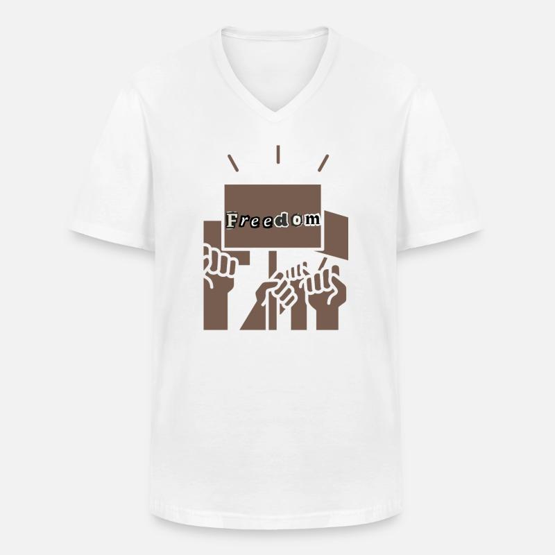Freiheit - Männer-T-Shirt mit V-Ausschnitt - Weiß