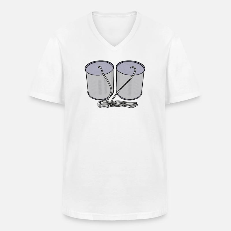 Blechdosen-Telefon - Männer-T-Shirt mit V-Ausschnitt - Weiß