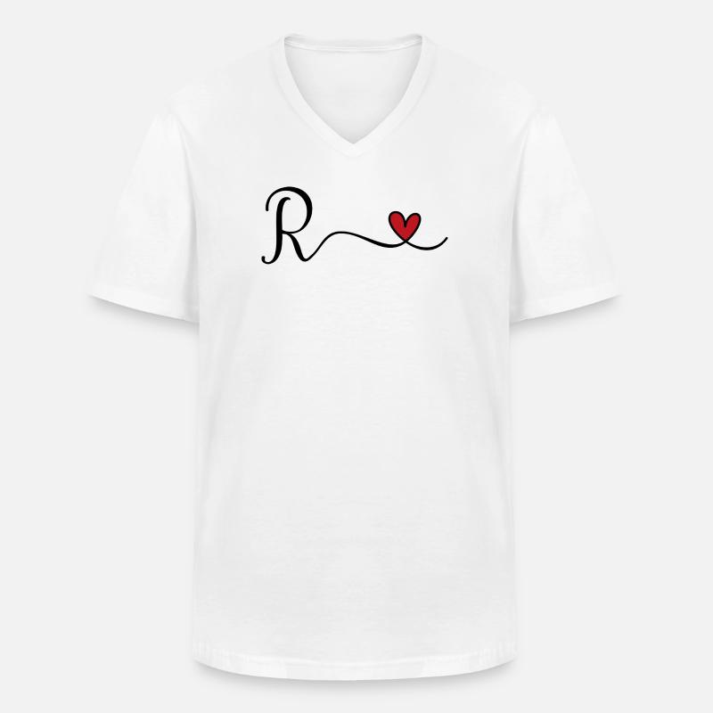Buchstabe R Monogramm - Männer-T-Shirt mit V-Ausschnitt - Weiß