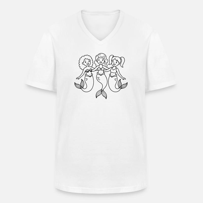 Meerjungfrauen - Männer-T-Shirt mit V-Ausschnitt - Weiß