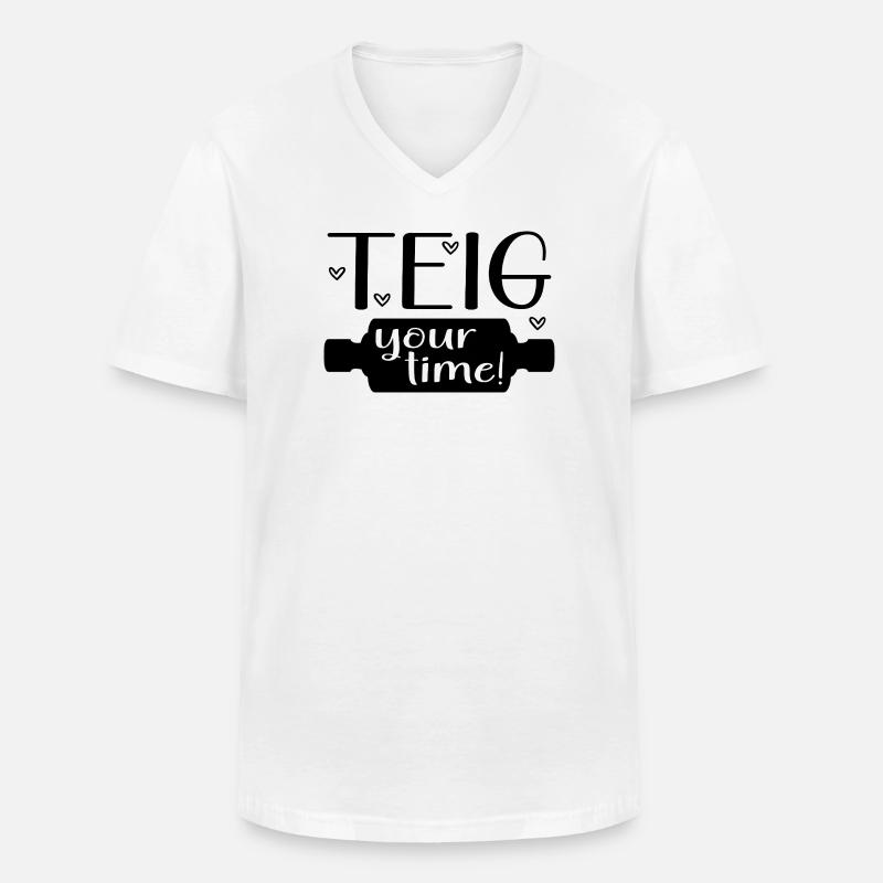 Teigrolle Backen Zeit - Männer-T-Shirt mit V-Ausschnitt - Weiß