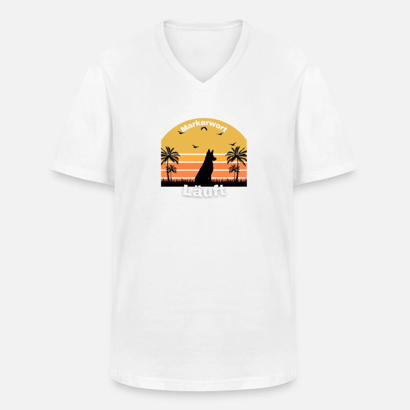 Exécution de mots de repère - T-shirt col V Homme - blanc