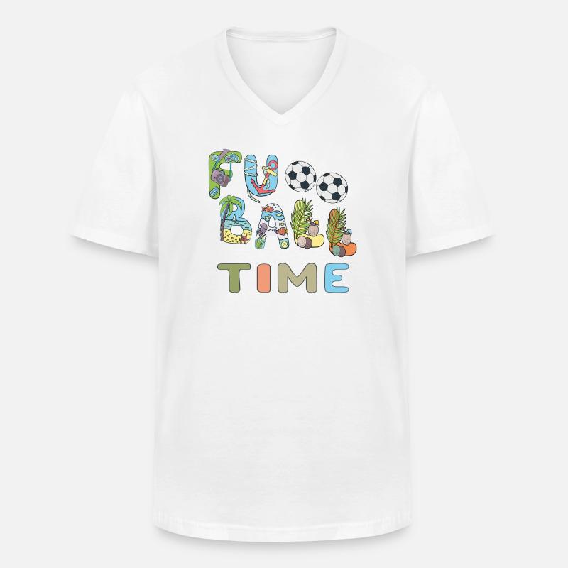 Fußball Time - Männer-T-Shirt mit V-Ausschnitt - Weiß