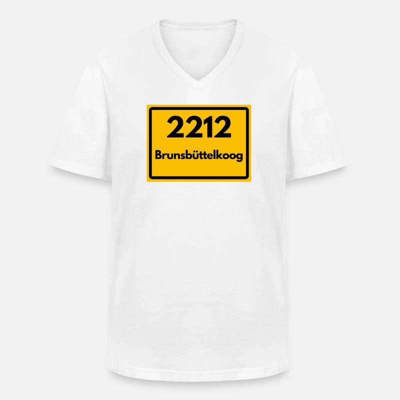 ALTE POSTLEITZAHL 2212 BRUNSBÜTTELKOOG - Männer-T-Shirt mit V-Ausschnitt - Weiß
