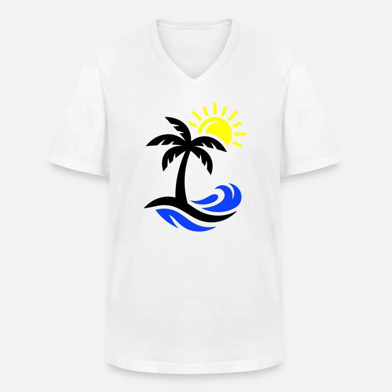 Palme Strand Ozean - Männer-T-Shirt mit V-Ausschnitt - Weiß
