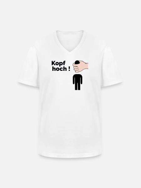 Kopf hoch - Männer-T-Shirt mit V-Ausschnitt - Weiß