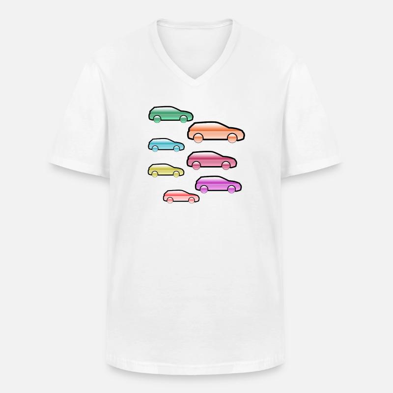 Autos - Männer-T-Shirt mit V-Ausschnitt - Weiß