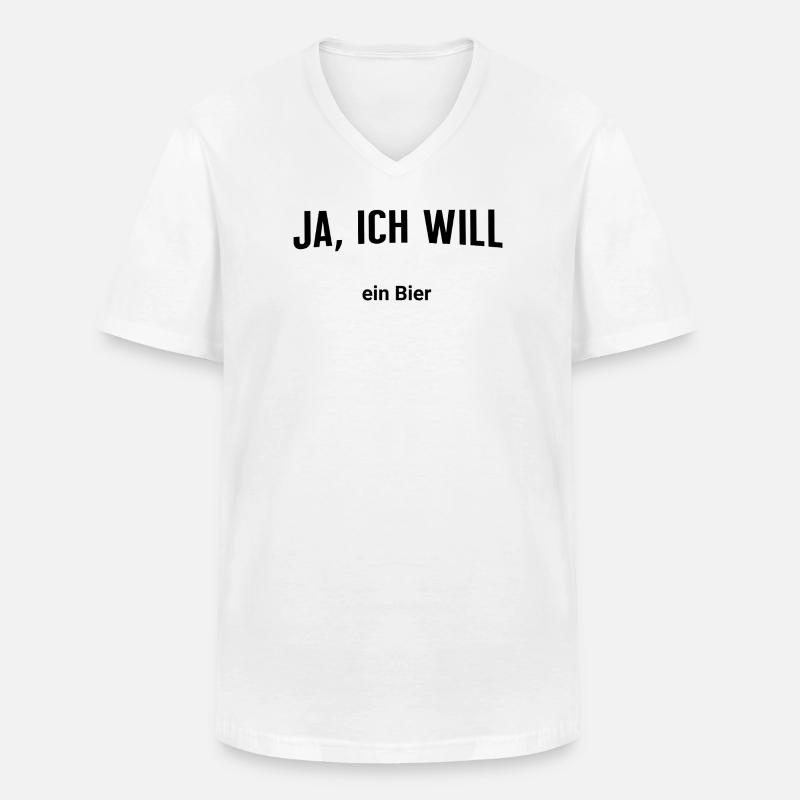 Ja, ich will - Ein Bier - Männer-T-Shirt mit V-Ausschnitt - Weiß