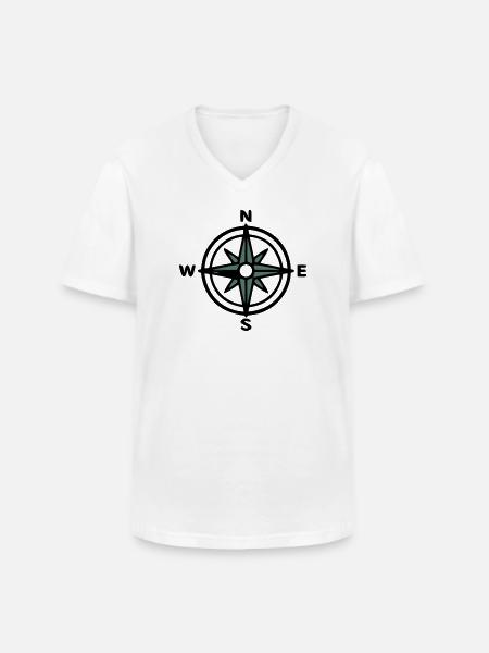 Compass Navigation Hiking Scout Outdoor - Men's V-Neck T-Shirt - white