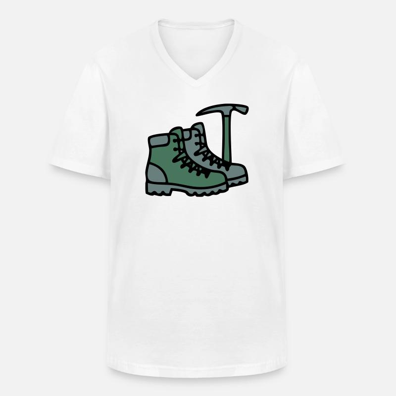 Wanderschuhe Eispickel Bergsteiger Alpen Wanderer - Men's V-Neck T-Shirt - white