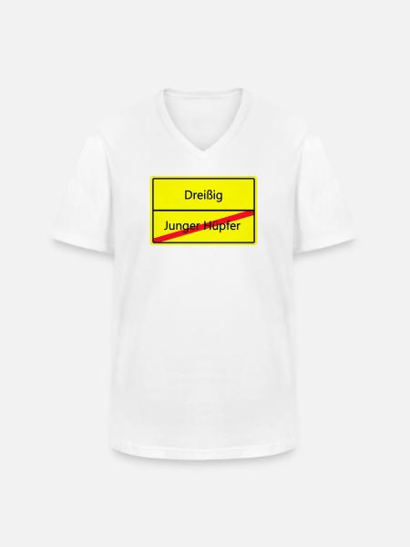 Warnschild Humor: Junger Hüpfler - Männer-T-Shirt mit V-Ausschnitt - Weiß