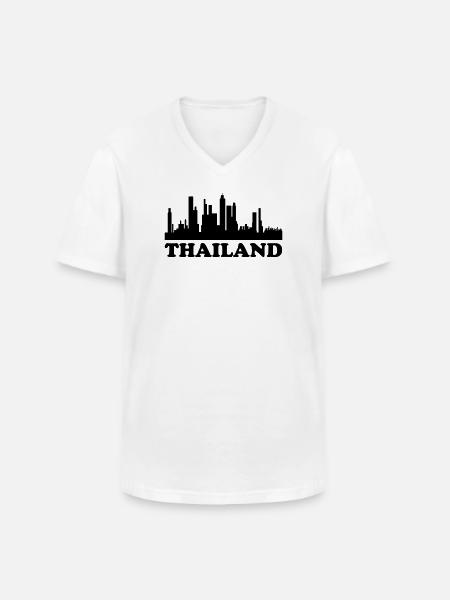 Skyline de Thaïlande - T-shirt col V Homme - blanc