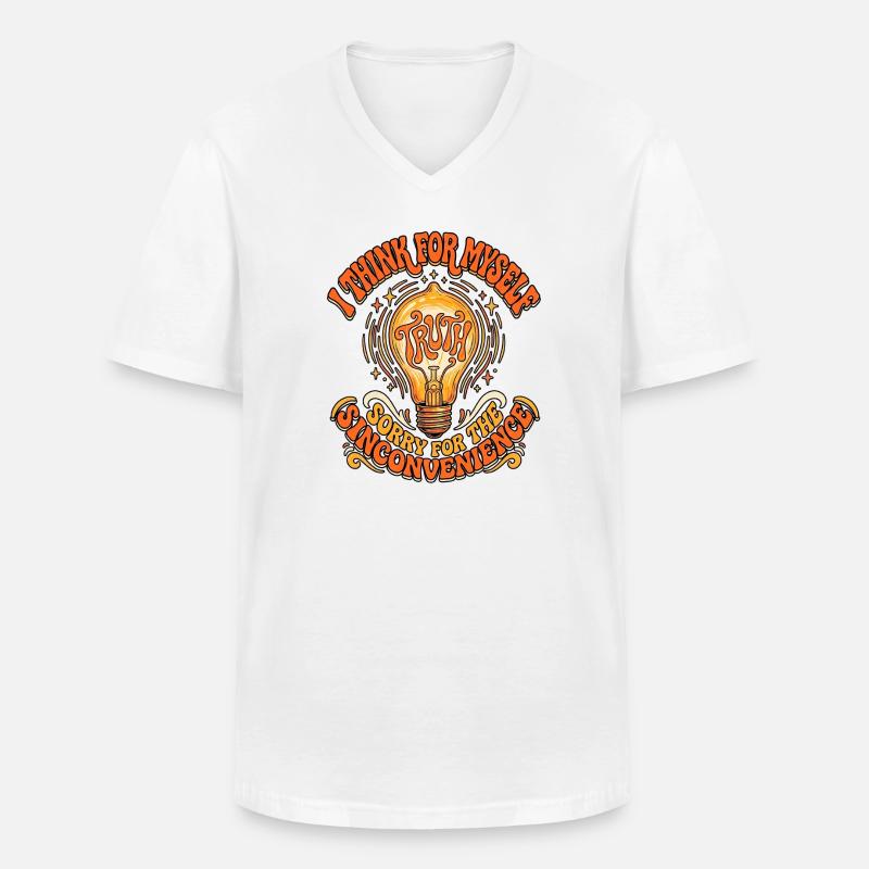 Think For Myself - Männer-T-Shirt mit V-Ausschnitt - Weiß
