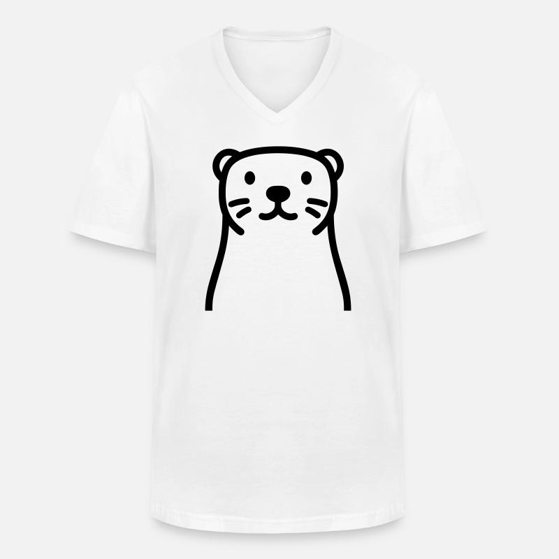 Otter - Männer-T-Shirt mit V-Ausschnitt - Weiß