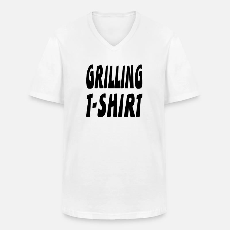 Grillen - Männer-T-Shirt mit V-Ausschnitt - Weiß