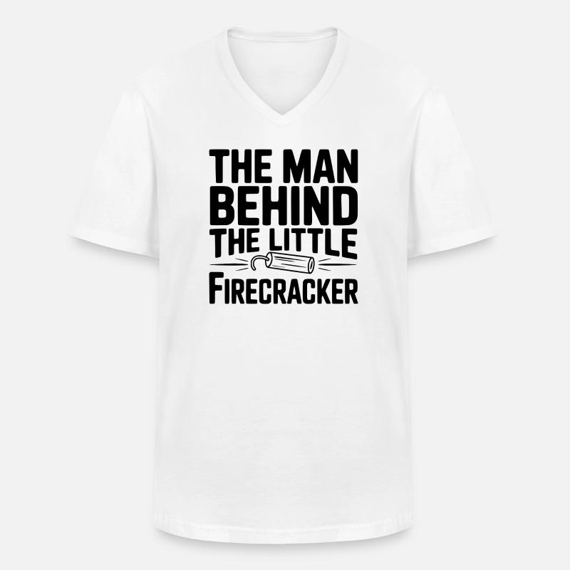 Der Mann hinter dem kleinen Feuerwerkskörper - Männer-T-Shirt mit V-Ausschnitt - Weiß