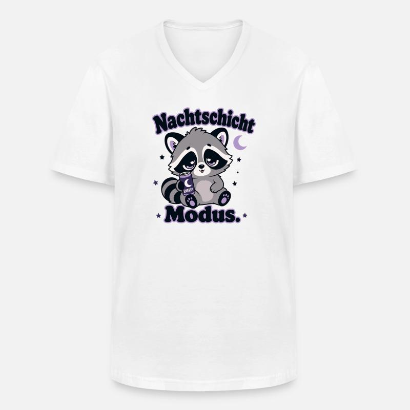 Nachtschicht Waschbär Modus - Männer-T-Shirt mit V-Ausschnitt - Weiß
