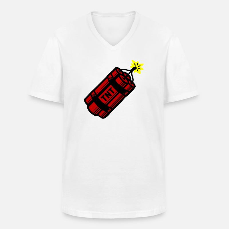 Dynamite Tnt - T-shirt col V Homme - blanc