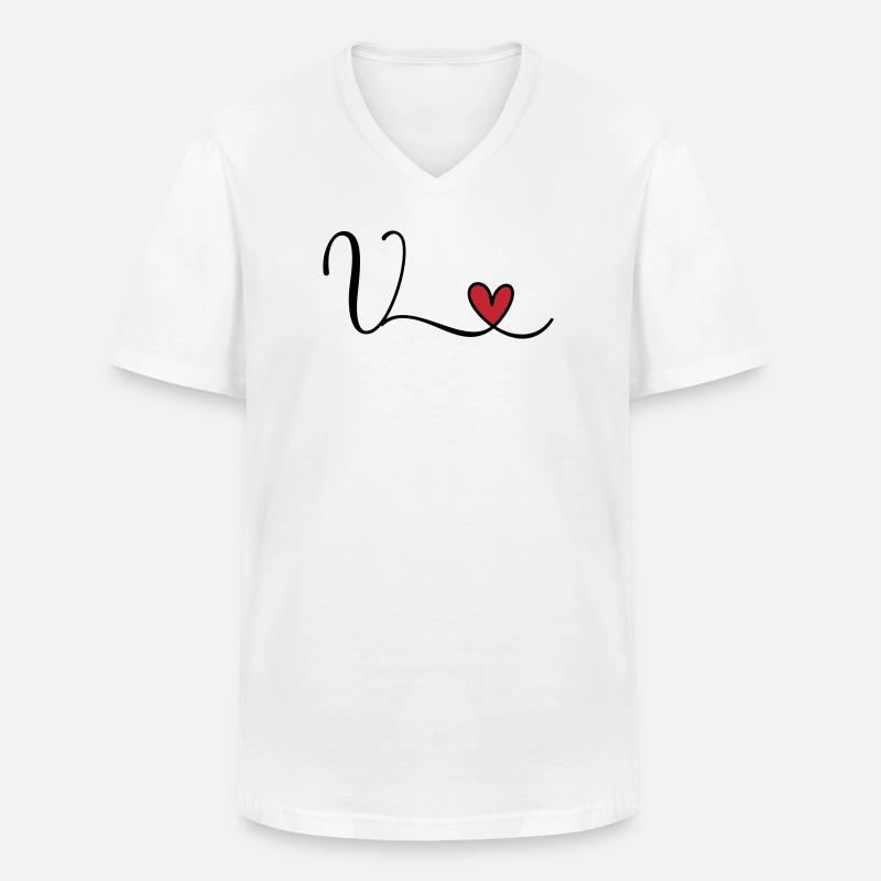 Buchstabe V Monogramm Initiale Herz - Männer-T-Shirt mit V-Ausschnitt - Weiß