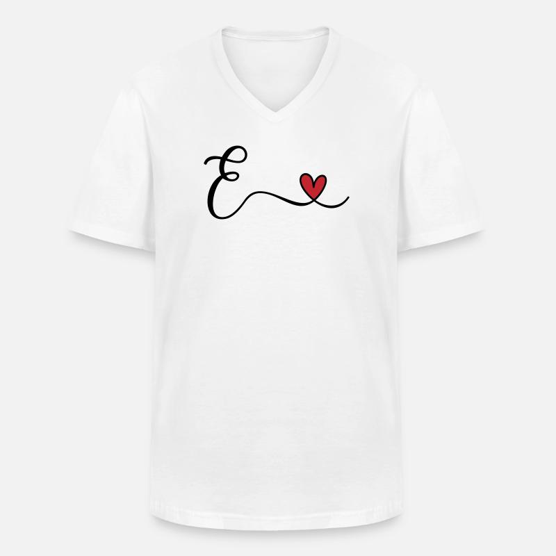 Letter E Monogram - Men's V-Neck T-Shirt - white