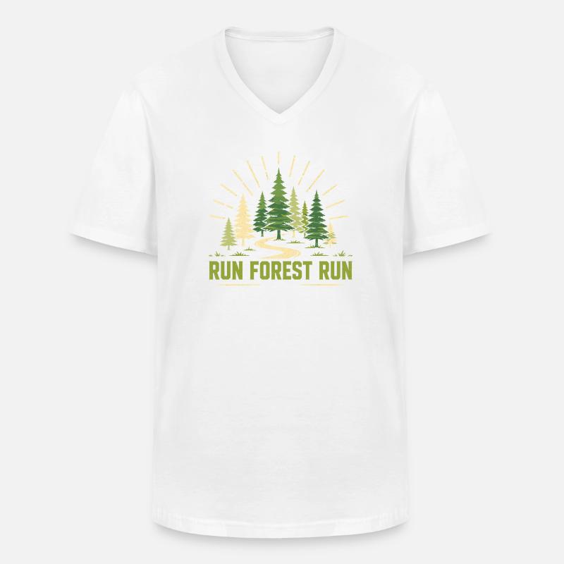 Trailrunning – Run Forest Run - Männer-T-Shirt mit V-Ausschnitt - Weiß