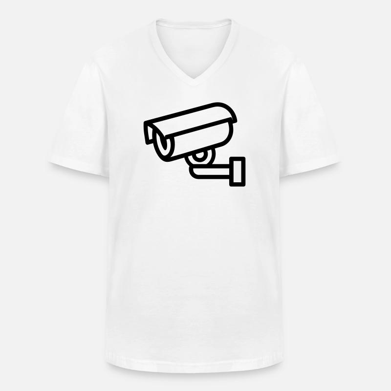 caméra - T-shirt col V Homme - blanc