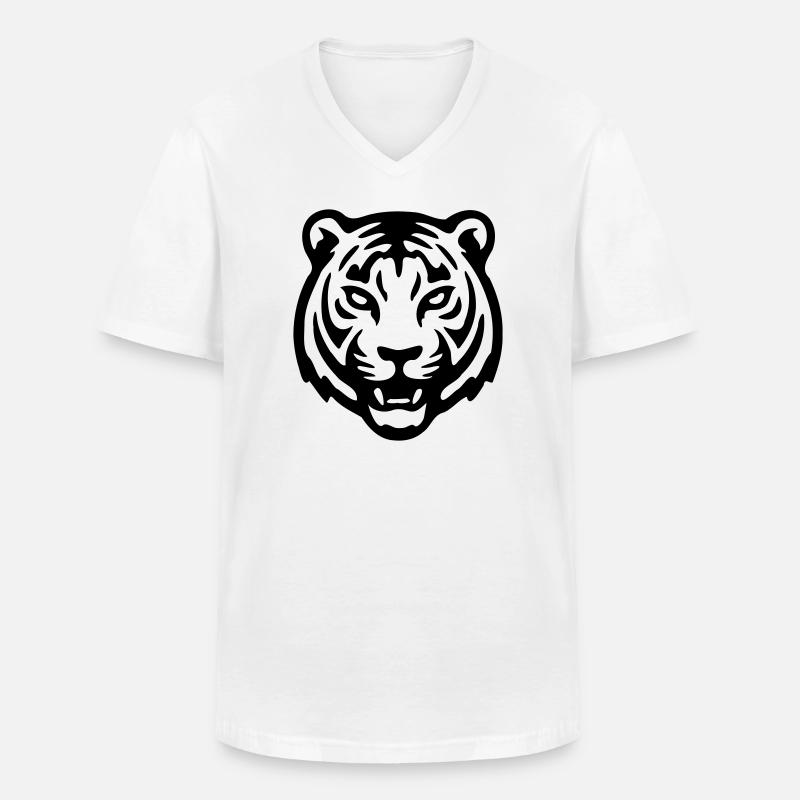 Tigerkopf - Männer-T-Shirt mit V-Ausschnitt - Weiß