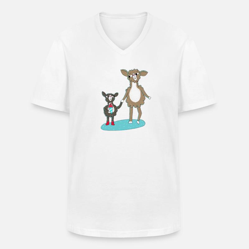 Lama Einschulung - Männer-T-Shirt mit V-Ausschnitt - Weiß
