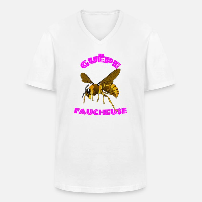 Vector Reaper Wespe – Rosa Bogendesign - Männer-T-Shirt mit V-Ausschnitt - Weiß