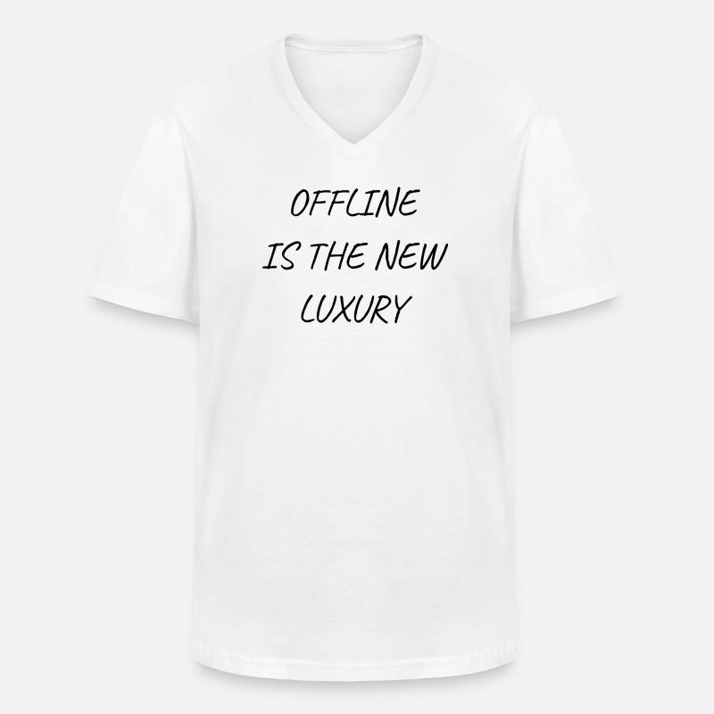 offline is luxus - Männer-T-Shirt mit V-Ausschnitt - Weiß