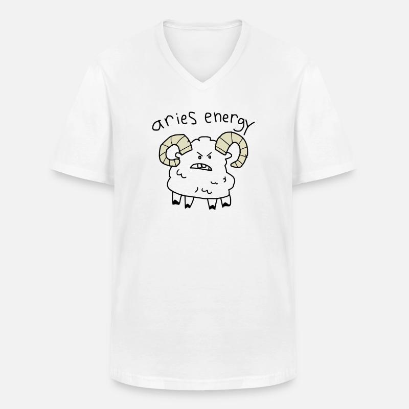 Widderenergie - Männer-T-Shirt mit V-Ausschnitt - Weiß