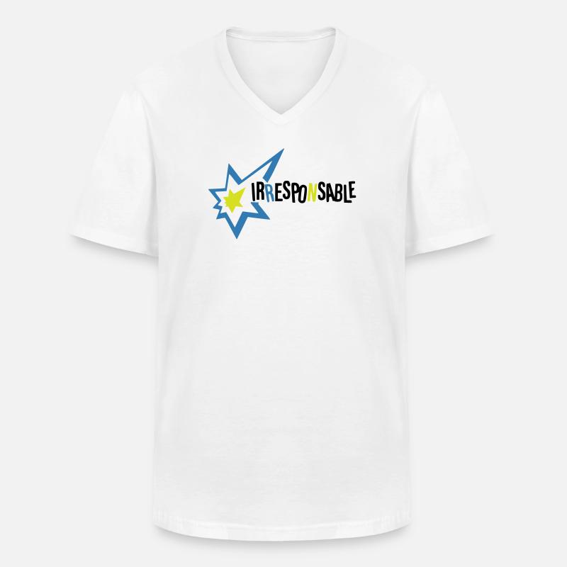 Irresponsable - T-shirt col V Homme - blanc