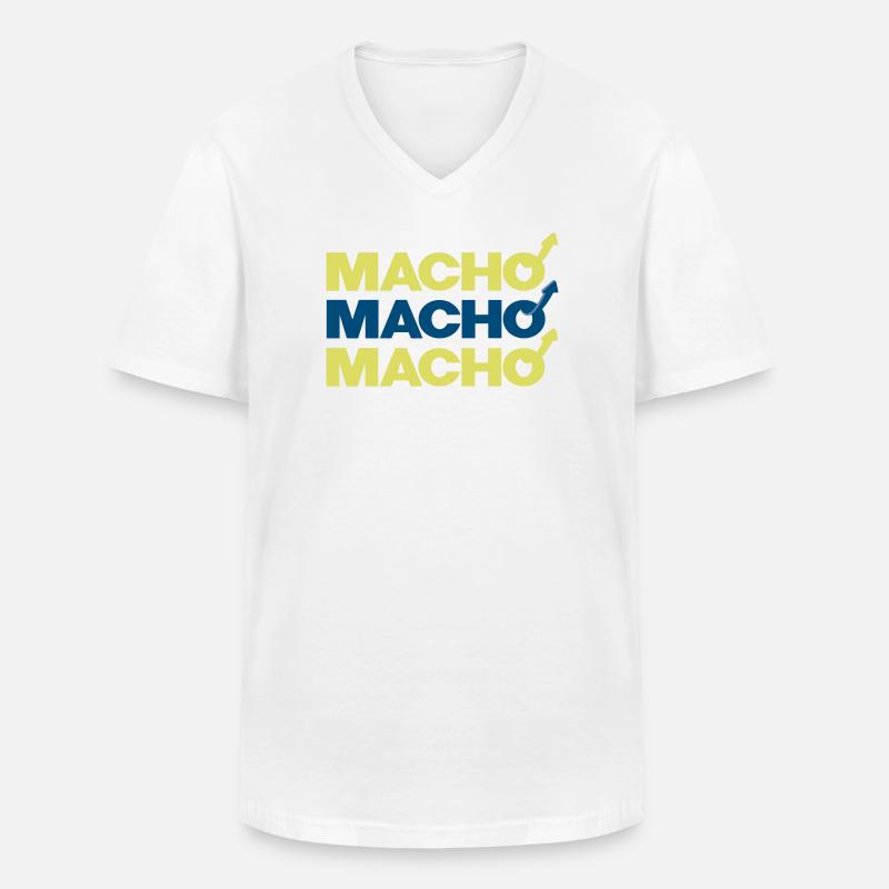 Macho - Männer-T-Shirt mit V-Ausschnitt - Weiß