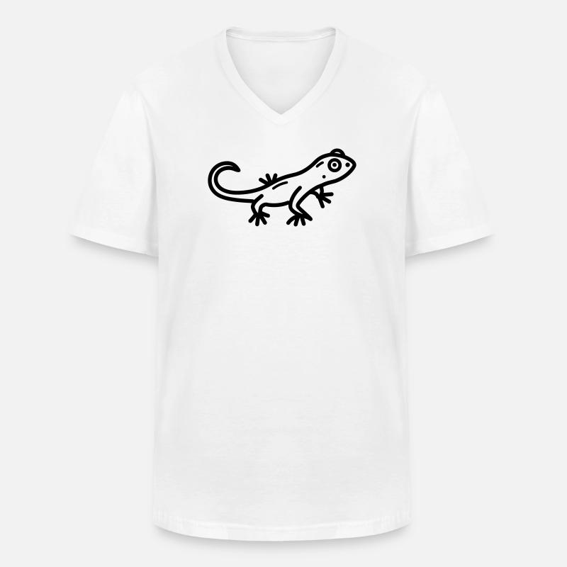 Eidechse - Männer-T-Shirt mit V-Ausschnitt - Weiß