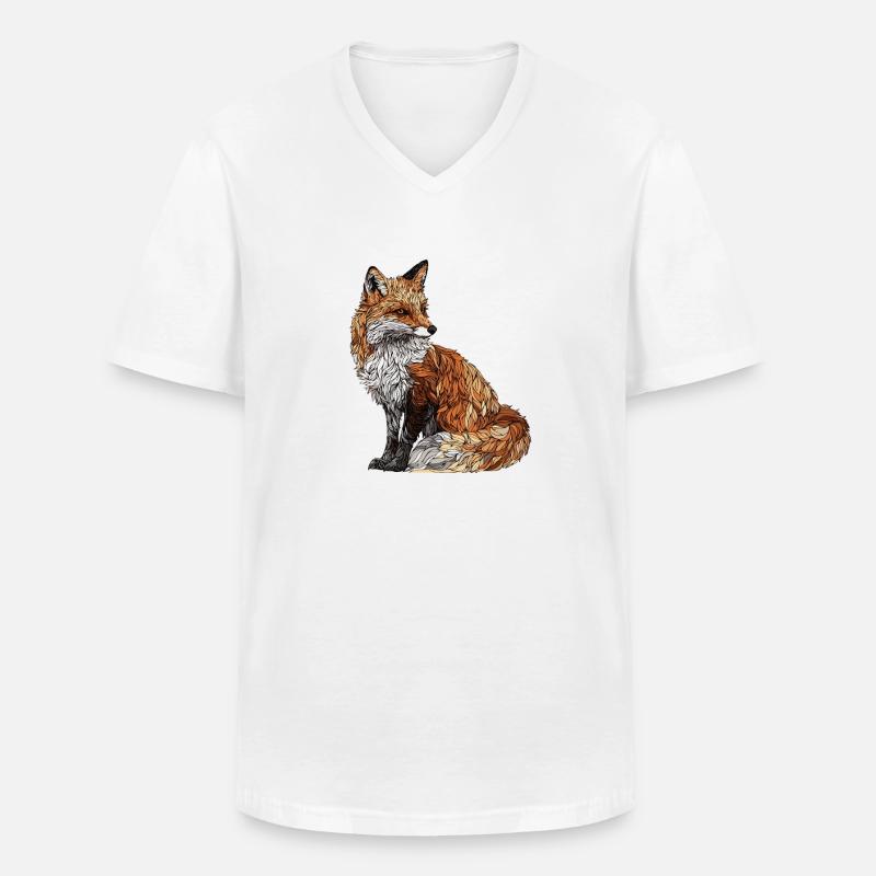 Fuchs - Männer-T-Shirt mit V-Ausschnitt - Weiß