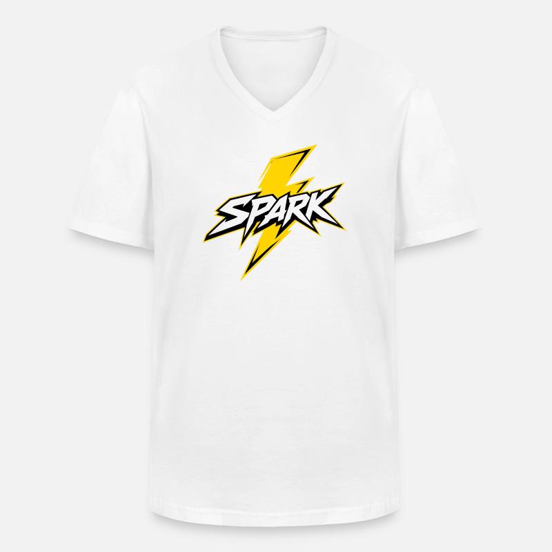 Spark Blitz Comic Logo - Männer-T-Shirt mit V-Ausschnitt - Weiß