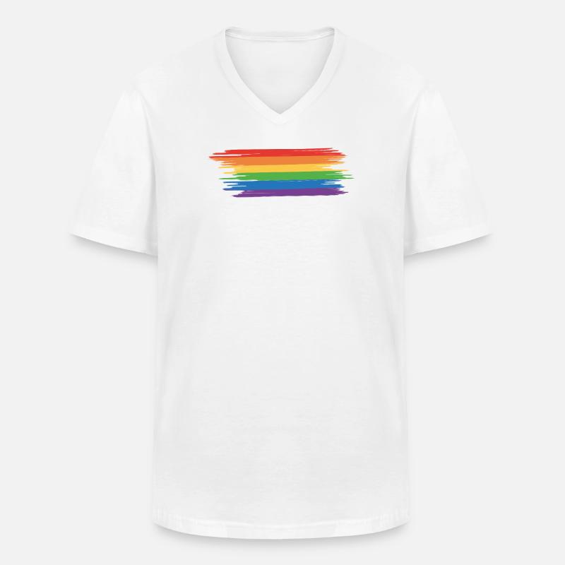 Regenbogenfahne Regenbogen Geschenkidee - Männer-T-Shirt mit V-Ausschnitt - Weiß
